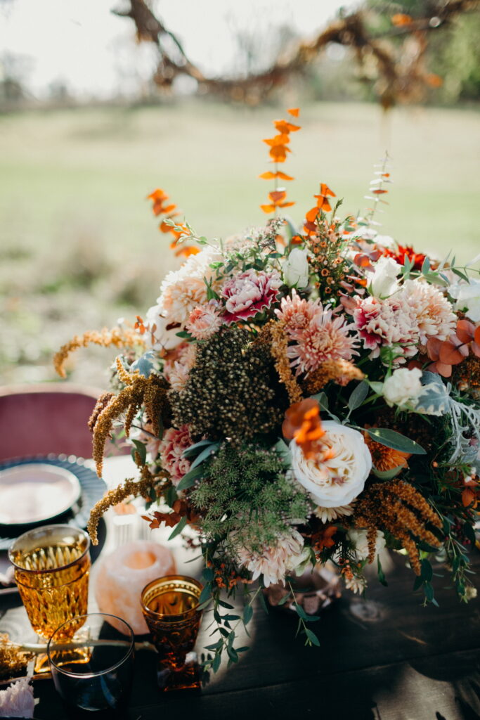 Autumn wedding reception centerpiece 