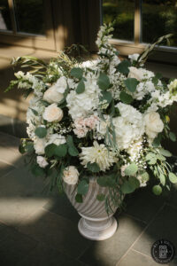 Ceremony Arrangment white blush wedding green urn
