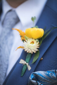 Gold Ranunculus yellow strawflower Groom Boutonniere