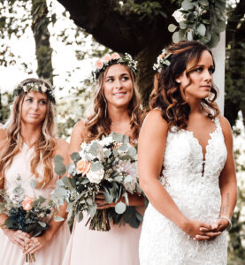 Flower crowns bridesmaids pink